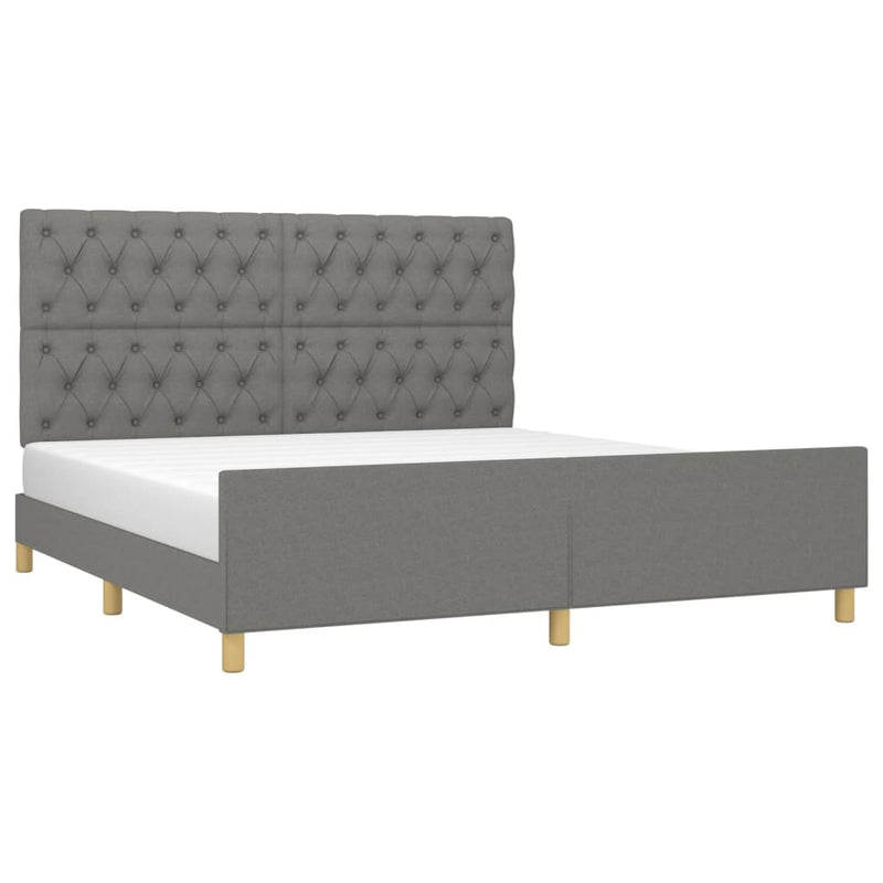 Bed Frame without Mattress Dark Grey 152x203 cm Queen Fabric