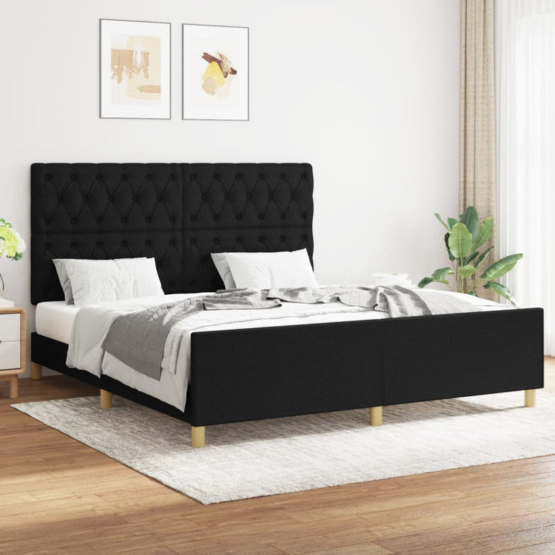 Bed Frame without Mattress Black 152x203 cm Queen Fabric