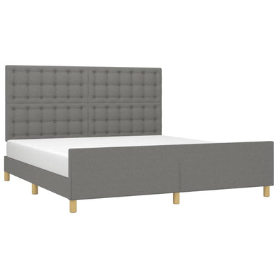 Bed Frame without Mattress Dark Grey 152x203 cm Queen Fabric