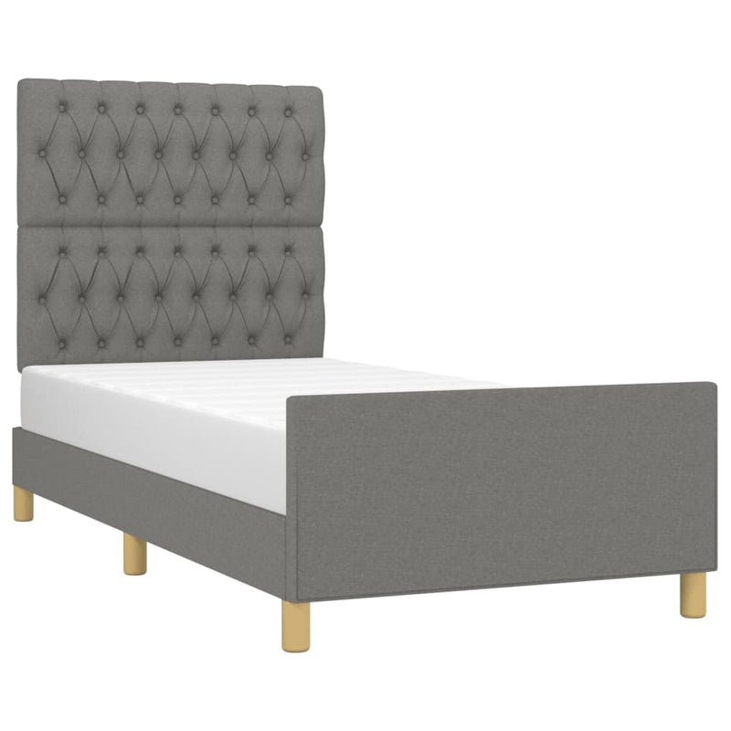 Bed Frame without Mattress Dark Grey 107x203 cm King Single Size Fabric