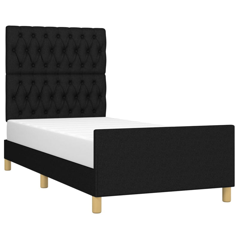 Bed Frame without Mattress Black 107x203 cm King Single Size Fabric