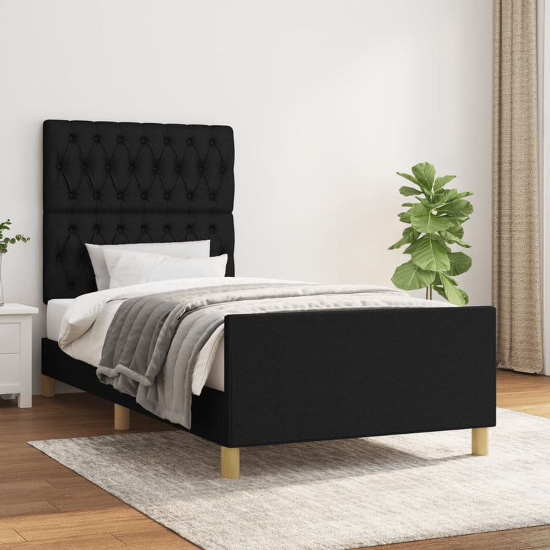 Bed Frame without Mattress Black 107x203 cm King Single Size Fabric