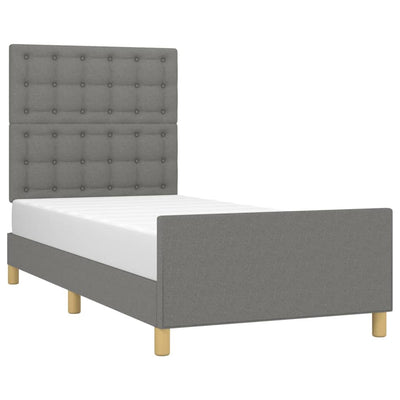 Bed Frame without Mattress Dark Grey 107x203 cm King Single Size Fabric