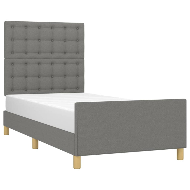 Bed Frame without Mattress Dark Grey 107x203 cm King Single Size Fabric