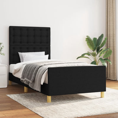 Bed Frame without Mattress Black 107x203 cm King Single Size Fabric