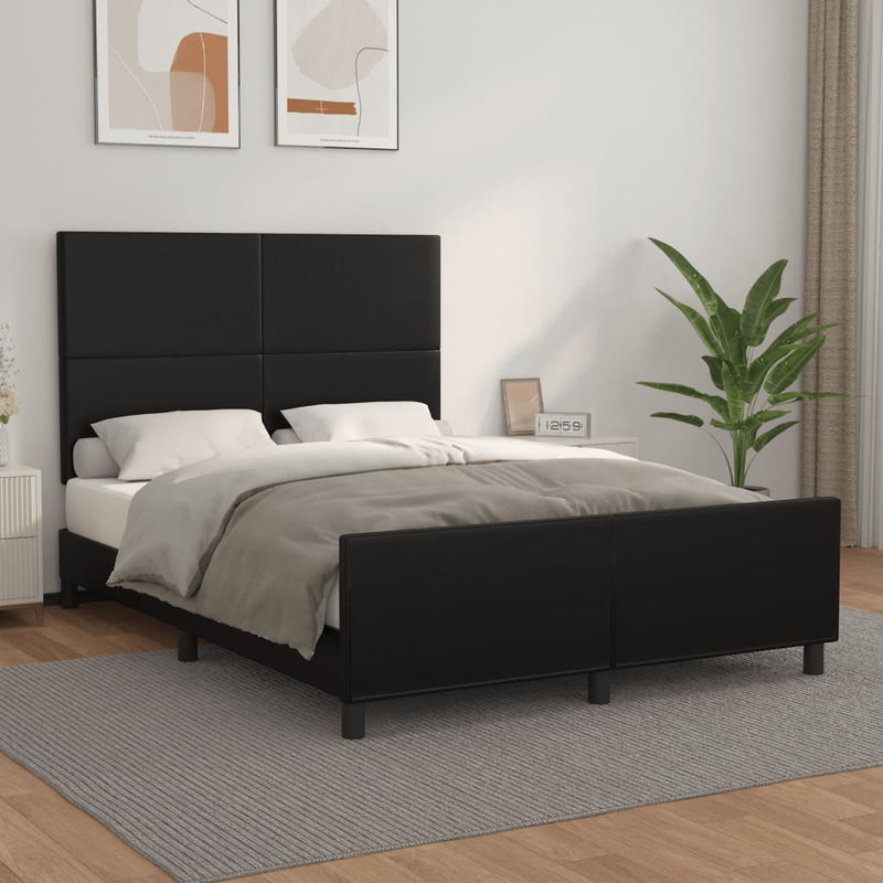 Bed Frame without Mattress Black 137x187 cm Double Faux Leather