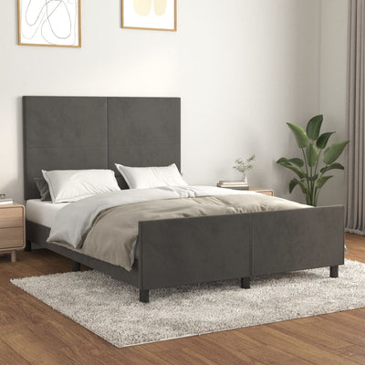 Bed Frame without Mattress Dark Grey 137x187 cm Double Velvet