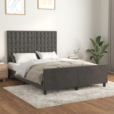 Bed Frame without Mattress Dark Grey 137x187 cm Double Velvet