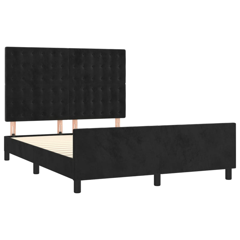 Bed Frame without Mattress Black 137x187 cm Double Velvet