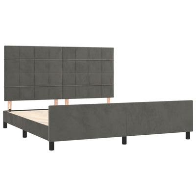 Bed Frame without Mattress Dark Grey 152x203 cm Queen Velvet