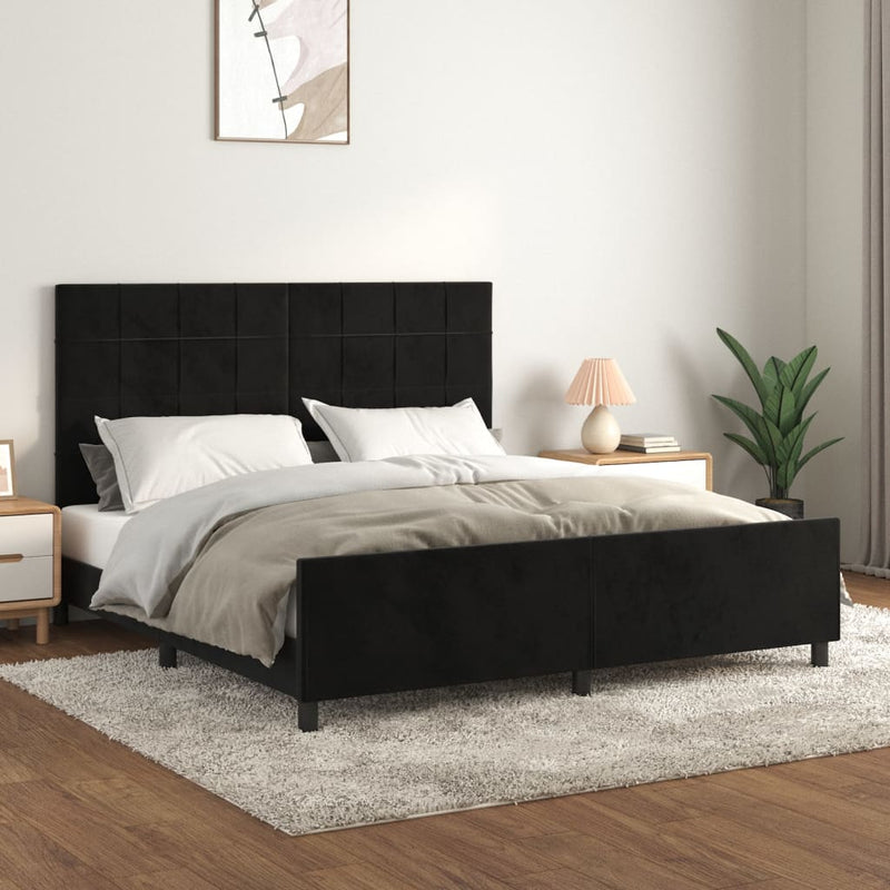 Bed Frame without Mattress Black 152x203 cm Queen Velvet