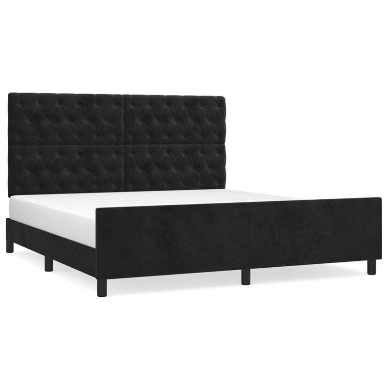 Bed Frame without Mattress Black 152x203 cm Queen Velvet