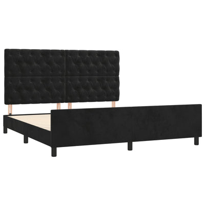 Bed Frame without Mattress Black 152x203 cm Queen Velvet