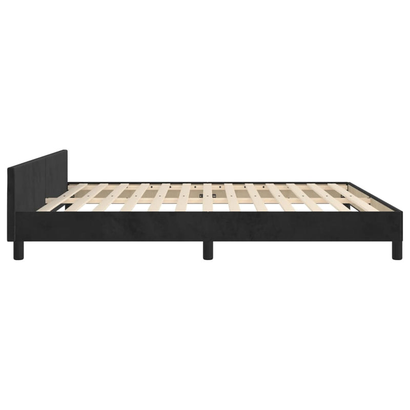 Bed Frame without Mattress Black 152x203 cm Queen Velvet