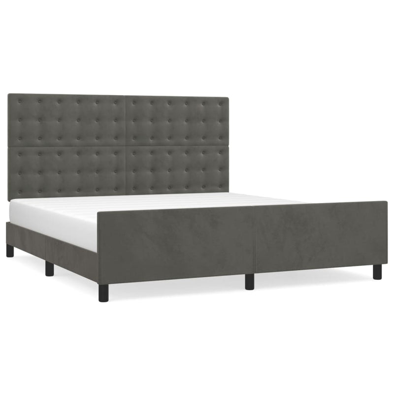 Bed Frame without Mattress Dark Grey 152x203 cm Queen Velvet