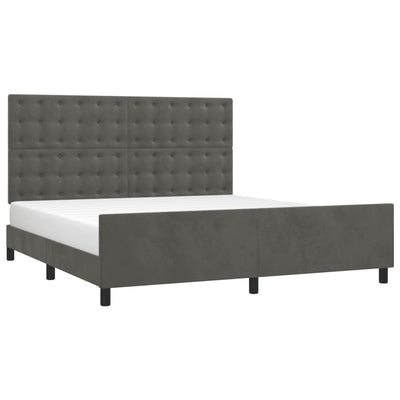 Bed Frame without Mattress Dark Grey 152x203 cm Queen Velvet