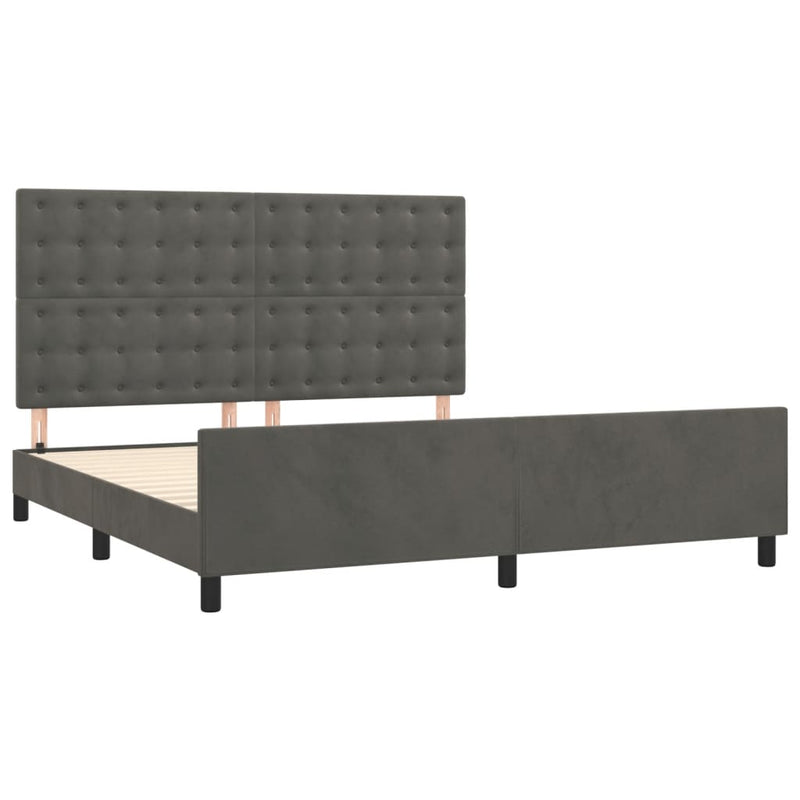 Bed Frame without Mattress Dark Grey 152x203 cm Queen Velvet