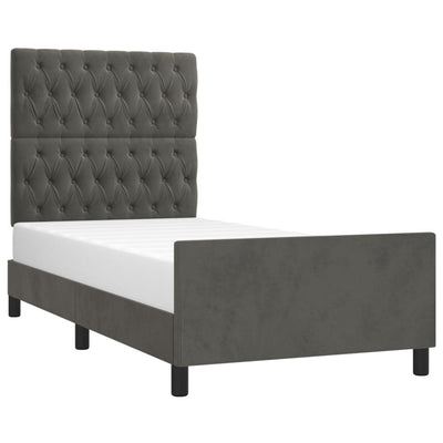 Bed Frame without Mattress Dark Grey 107x203 cm King Single Size Velvet