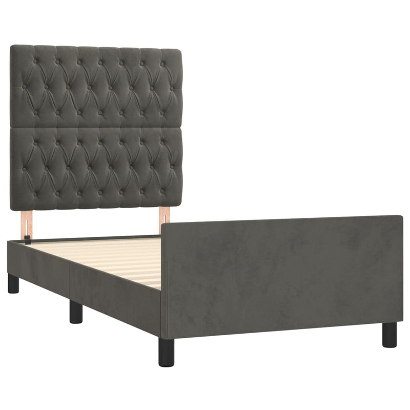 Bed Frame without Mattress Dark Grey 107x203 cm King Single Size Velvet