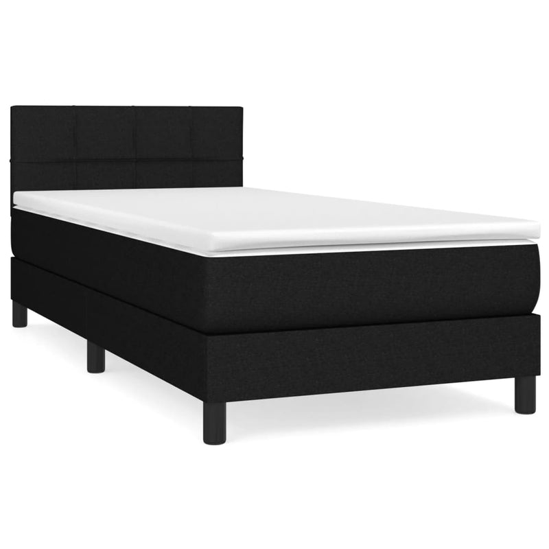 Box Spring Bed with Mattress Black 106x203 cm King Single Size Fabric