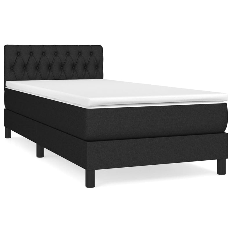 Box Spring Bed with Mattress Black 106x203 cm King Single Size Fabric