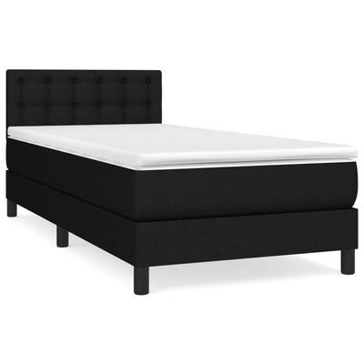 Box Spring Bed with Mattress Black 106x203 cm King Single Size Fabric