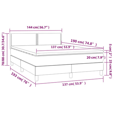 Box Spring Bed with Mattress Dark Grey 137x187 cm Double Size Fabric