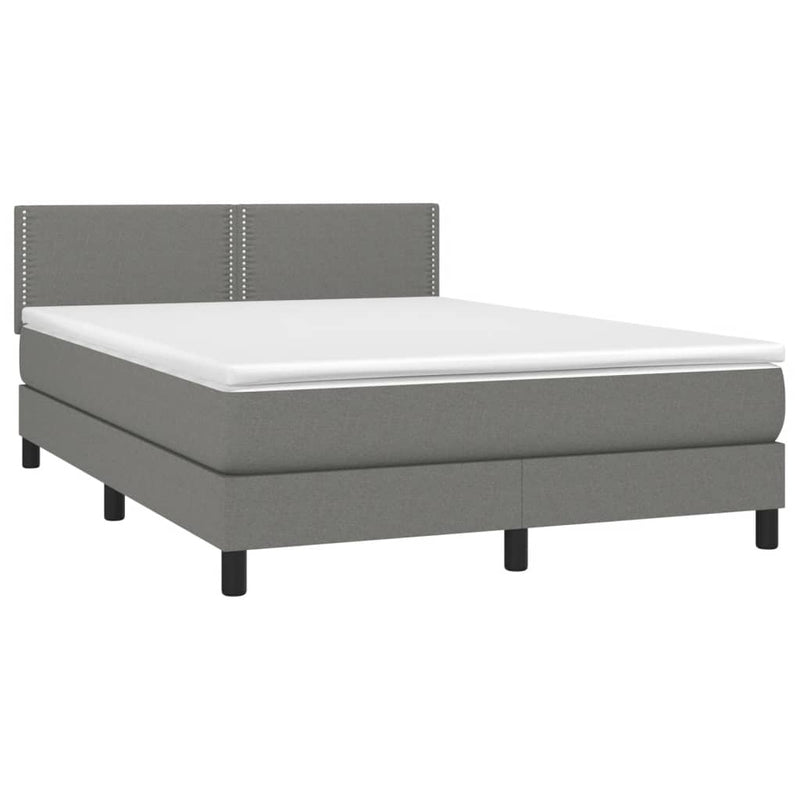 Box Spring Bed with Mattress Dark Grey 153x203 cm Queen Size Fabric