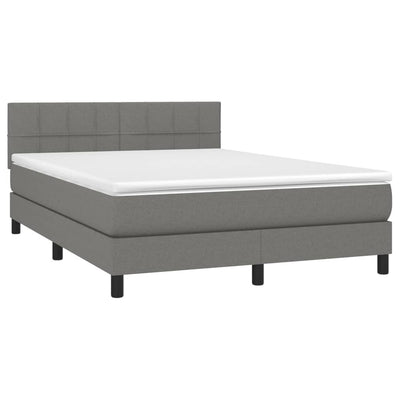 Box Spring Bed with Mattress Dark Grey 153x203 cm Queen Size Fabric