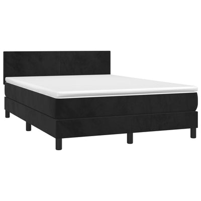 Box Spring Bed with Mattress Black 153x203 cm Queen Size Velvet