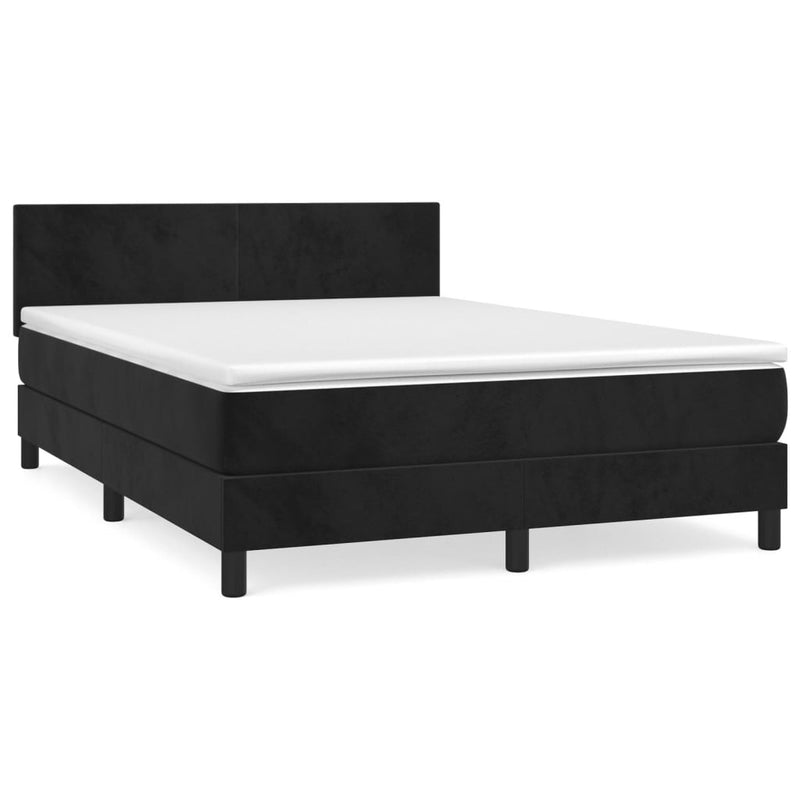 Box Spring Bed with Mattress Black 153x203 cm Queen Size Velvet