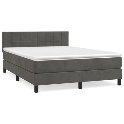 Box Spring Bed with Mattress Dark Grey 153x203 cm Queen Size Velvet