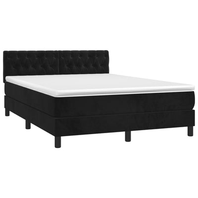 Box Spring Bed with Mattress Black 153x203 cm Queen Size Velvet