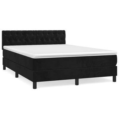 Box Spring Bed with Mattress Black 153x203 cm Queen Size Velvet