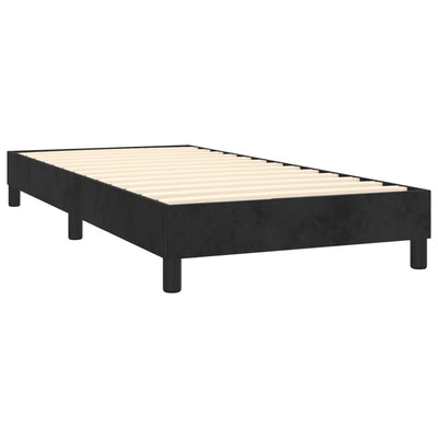 Box Spring Bed with Mattress Black 106x203 cm King Single Size Velvet