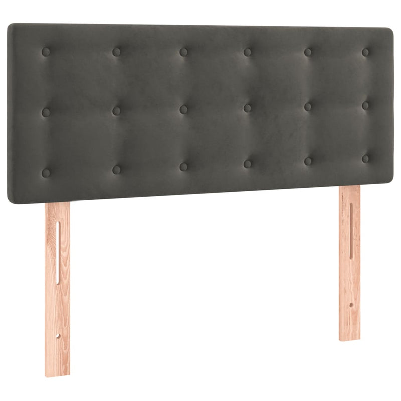 Box Spring Bed with Mattress Dark Grey 106x203 cm King Single Size Velvet