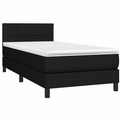 Box Spring Bed with Mattress&LED Black 106x203 cm King Single Size Fabric