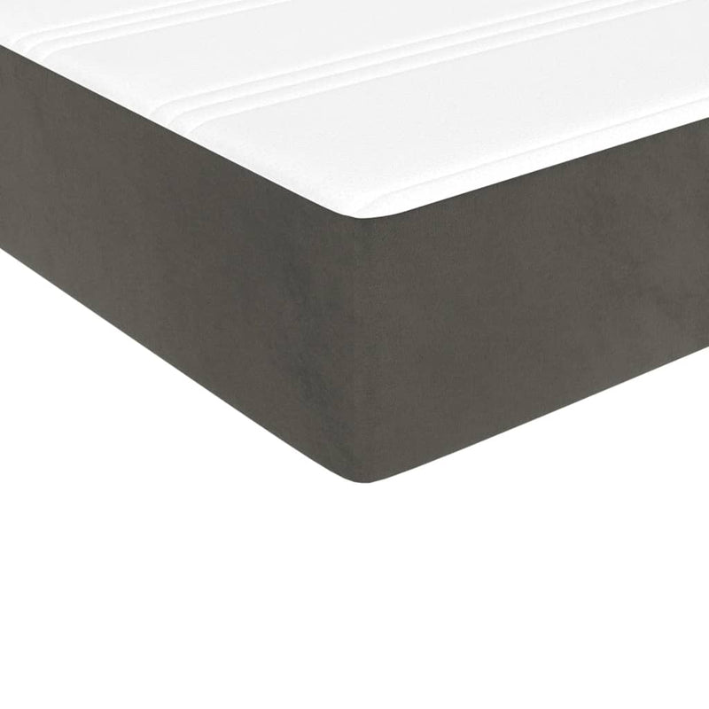 Box Spring Bed with Mattress&LED Dark Grey 153x203 cm Queen Size Velvet