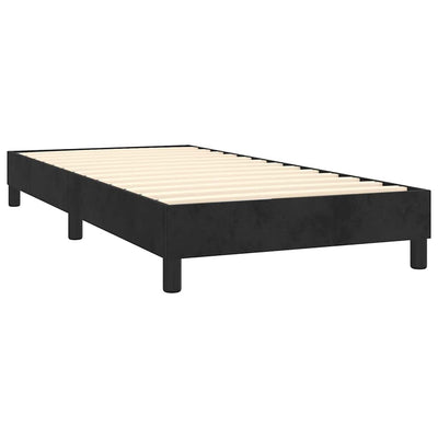 Box Spring Bed with Mattress&LED Black 106x203 cm King Single Size Velvet