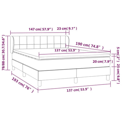 Box Spring Bed with Mattress Dark Grey 137x187 cm Double Size Fabric