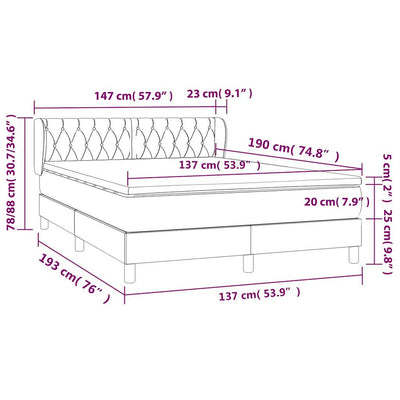 Box Spring Bed with Mattress Dark Grey 137x187 cm Double Size Fabric