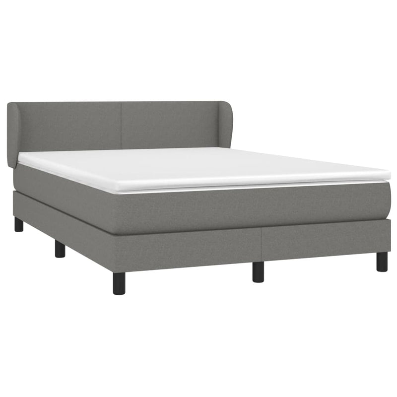 Box Spring Bed with Mattress Dark Grey 153x203 cm Queen Size Fabric