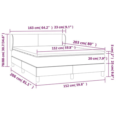 Box Spring Bed with Mattress Dark Grey 153x203 cm Queen Size Fabric