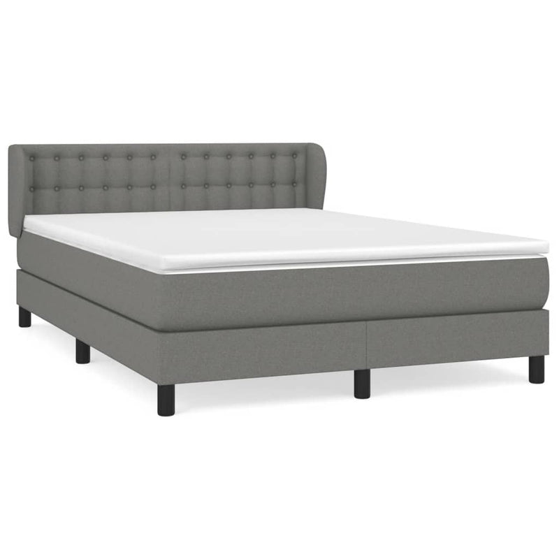 Box Spring Bed with Mattress Dark Grey 153x203 cm Queen Size Fabric