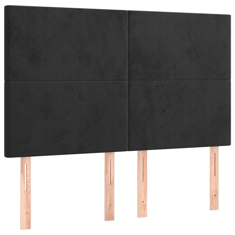 Box Spring Bed with Mattress&LED Black 153x203 cm Queen Size Velvet
