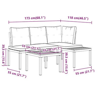 Garden Bench Set with Cushions 3 pcs Black Powder-coated Steel