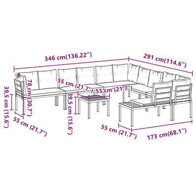 7 Piece Garden Sofa Set with Cushions Black Powder-coated Steel