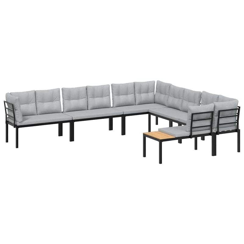 6 Piece Garden Sofa Set with Cushions Black Powder-coated Steel