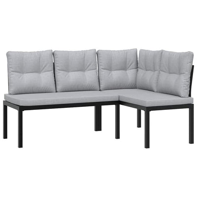 6 Piece Garden Sofa Set with Cushions Black Powder-coated Steel