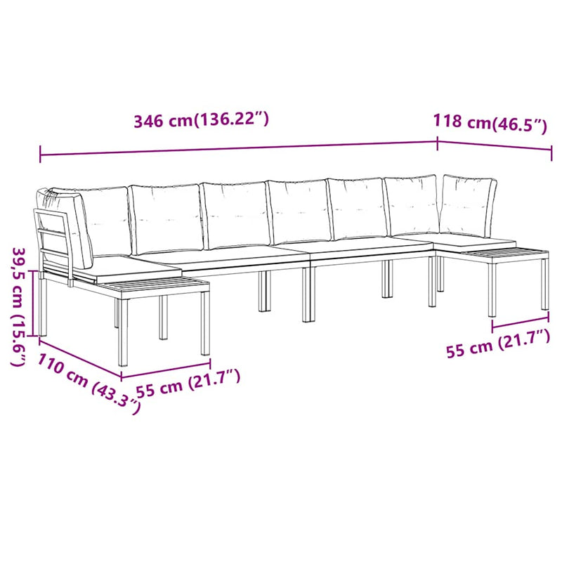 4 Piece Garden Sofa Set with Cushions Black Powder-coated Steel